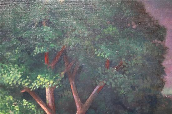 Frank Edward Burnham Hughes NEAC (1905-1987), oil, Fair on Hampstead Heath, 60 x 75cm